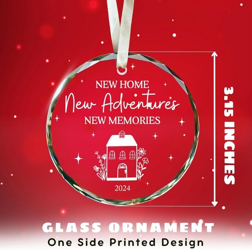 Lightweight Glass Housewarming Gift with Beige Ribbon - New Home Ornament 2024 - Picture 4 of 9