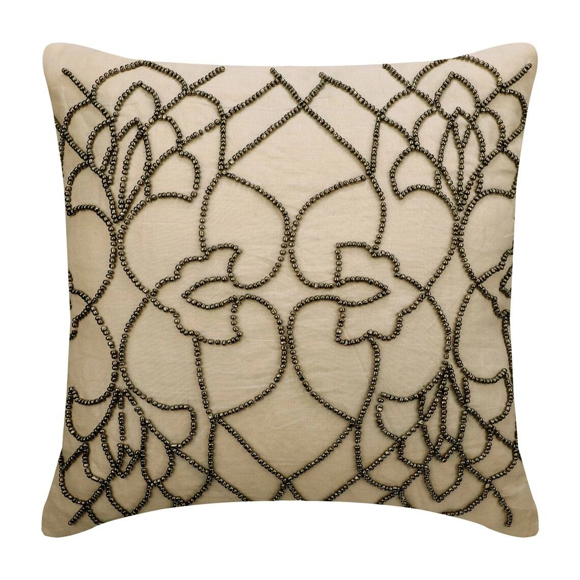 Decorative Pillow Cover Beige 16"x16", Bed Decor Linen Abstract - Beige Magnet