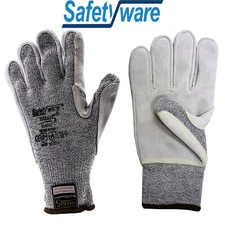 Safetyware Level 5 Cut Heat Resistant Leather Palm Safety Work Gloves Heavy Duty