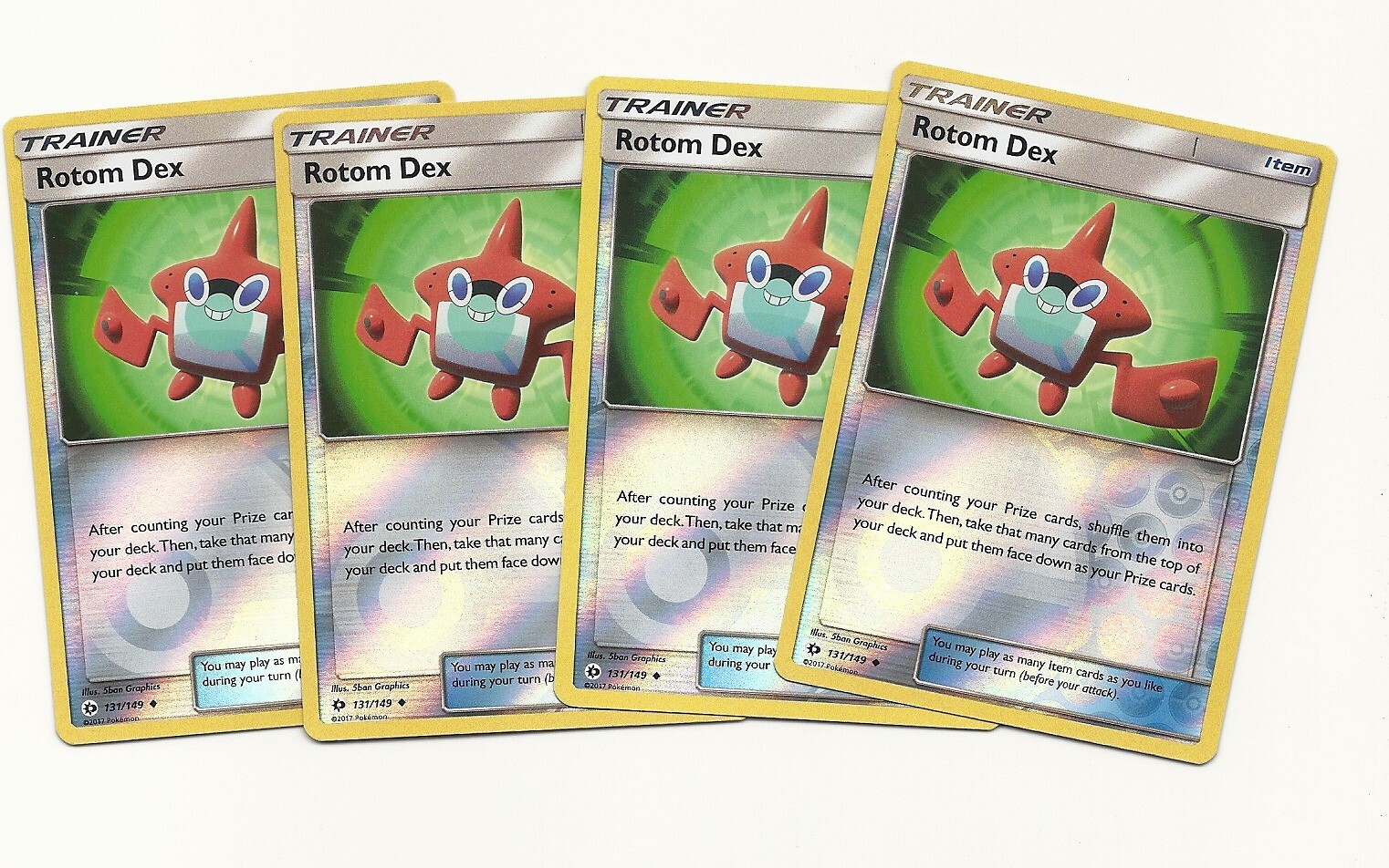 4x ROTOM DEX 131/149 -SUN & MOON Pokemon Card- Uncommon REV HOLO- PLAYSET -NM/M