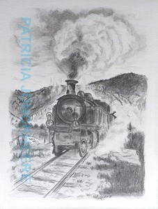 Détails Sur Train Des Pignes Chemins De Fer De Provence Dessin Au Fusain Et Crayon Graphite