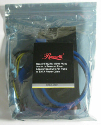 New Rosewill PCI-E 16x to 1x Powered Riser Adapter Card w/ 6-Pin PCI-E to SATA