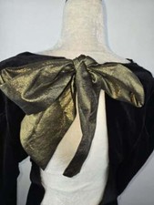 NWT! EXPRESS Size XL Women's Black Crushed Velvet Dress Gold Bow