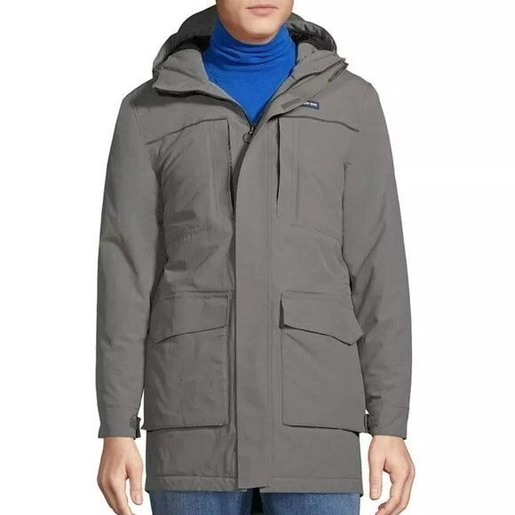 NWT Lands End Mens Arctic Gray Squall Hooded Parka SMALL 34-36