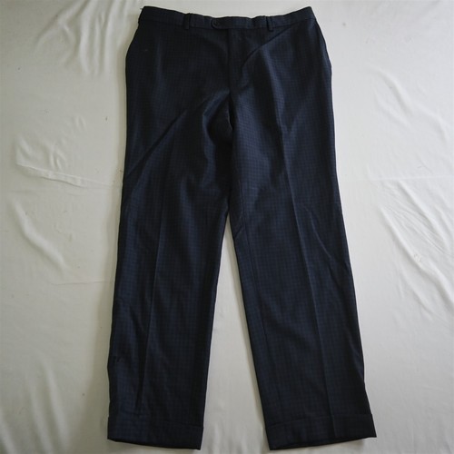 Hickey Freeman, Hickey Freeman 36x32 Blue Check Super 130s 100% Wool Mens Dress Pants