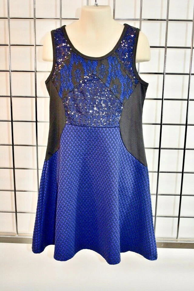 Hanna Banana 黑色蓝色亮片女孩花式连衣裙 8 码出售 df — 第 4/4 张图片