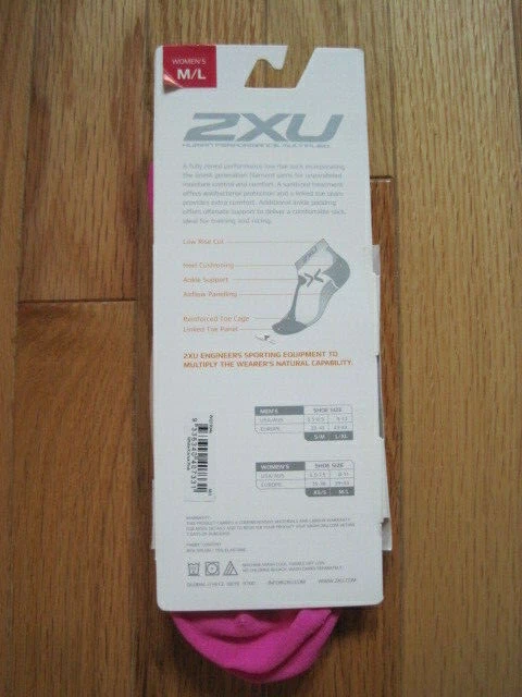 New 2XU Womens Low Rise Performance Socks Women Pink/White Size M/L - Image 2 of 3