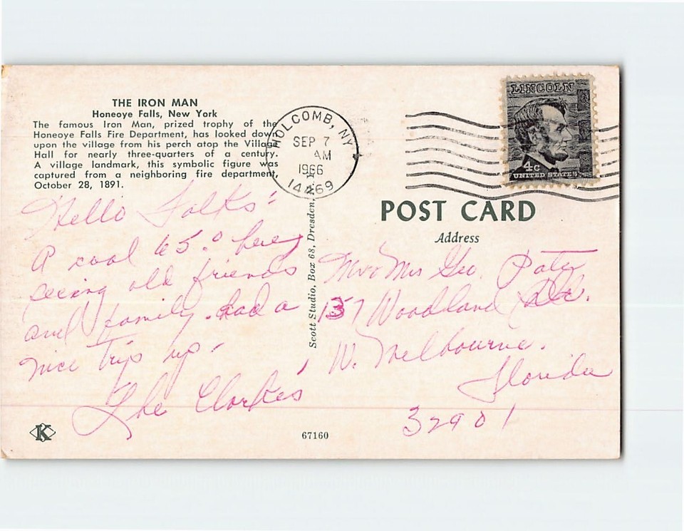Postcard The Iron Man, Honeoye Falls, New York eBay