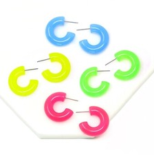 Lightweight Neon Hoop Earring, Bold Resin Neon Hoop Earring, 25mm Hoop