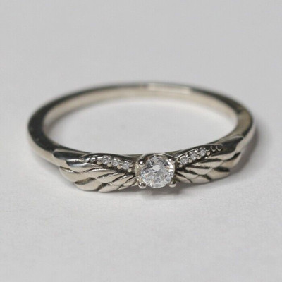 New Authentic Pandora Ring Angel Wings Multiple Sizes 198500C01 W Suede Pouch