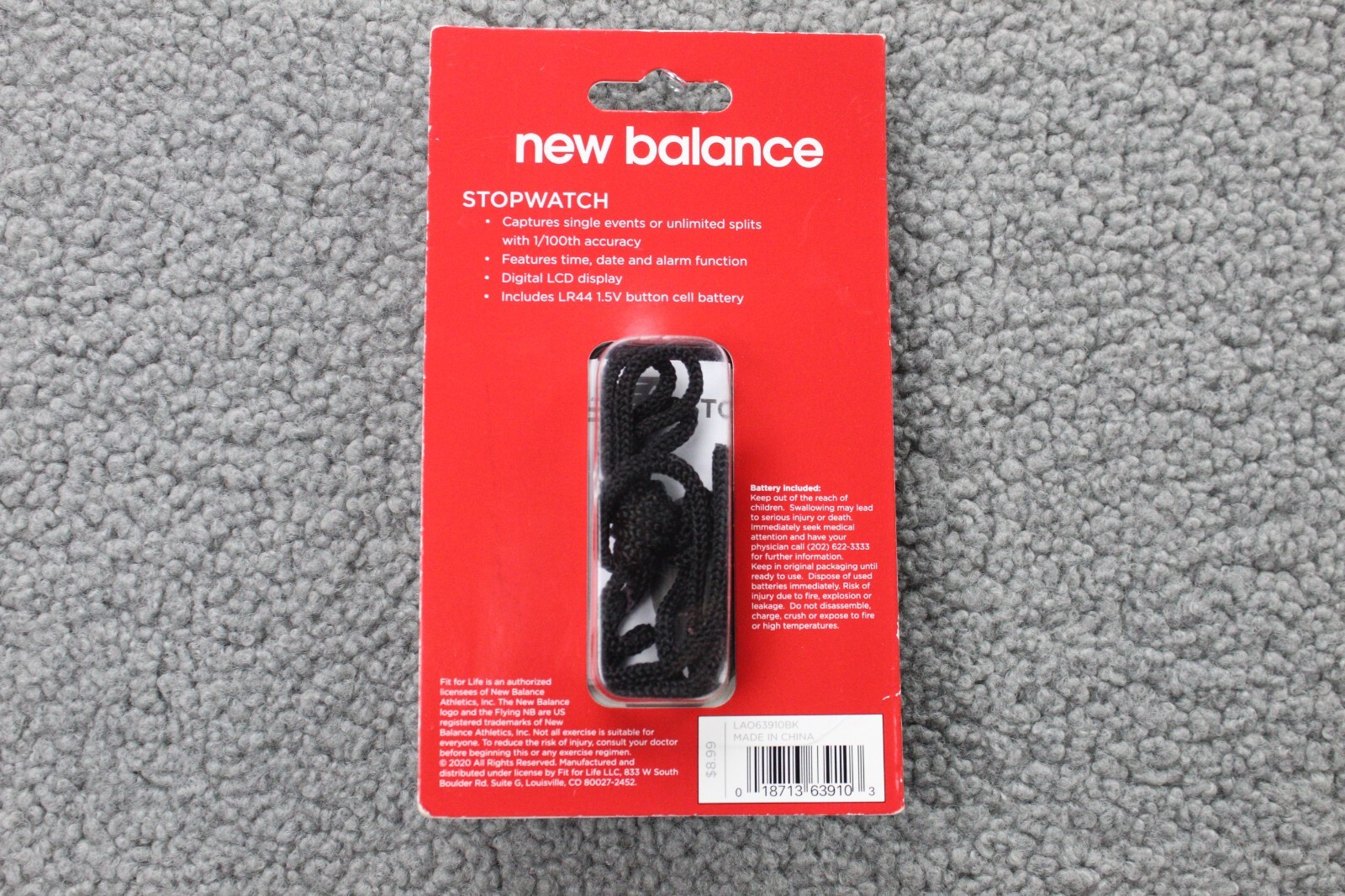 New Balance Stopwatch Black Single Events Unlimited Splits Alarm