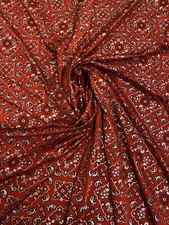 Red Bandana Paisley Design Luxury Nylon Spandex With Foil 4-way Stretch 58/60