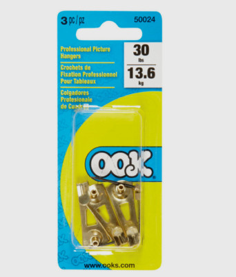 Ook Professional Steel PICTURE HANGERS 0.69 in. Long 30 lb. 3 pack 50024