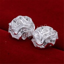 Real 925 Sterling Silver Hypoallergenic 12mm Rose Flower Stud Post Earrings G353