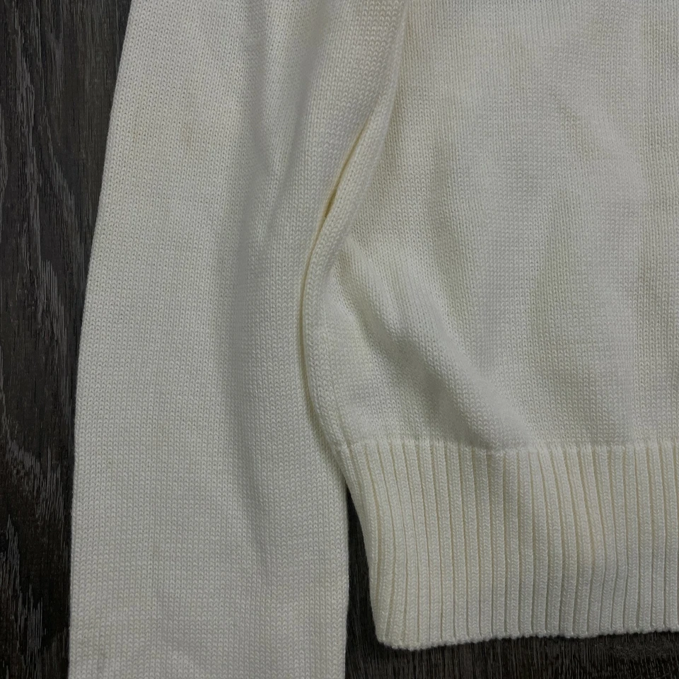 Novo com etiquetas Tommy Hilfiger Suéter Masculino Pulôver Gola Redonda Malha Logotipo Marfim Tamanho M - Imagem 4 de 4