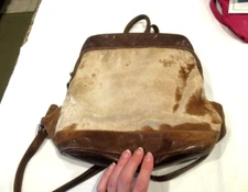ILI brown distressed leather backpack purse