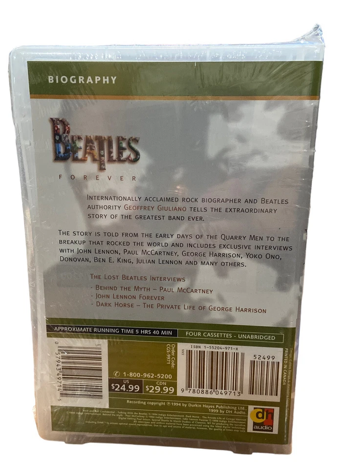 Vtg Beatles Forever Unabridged Biography 4 Cassette Set Geoffrey Giuliano Audio  - Image 4 of 4