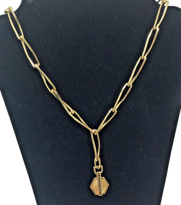 Missoma chain necklace hex twisted paperclip with clip on pendant in black pave