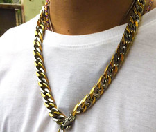 necklace gold silver stainless 316l 12mm thick punk biker
