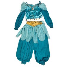 Disney Store Princess Jasmine Costume Aladdin Kids Small 5/6 Teal Gold Sequin