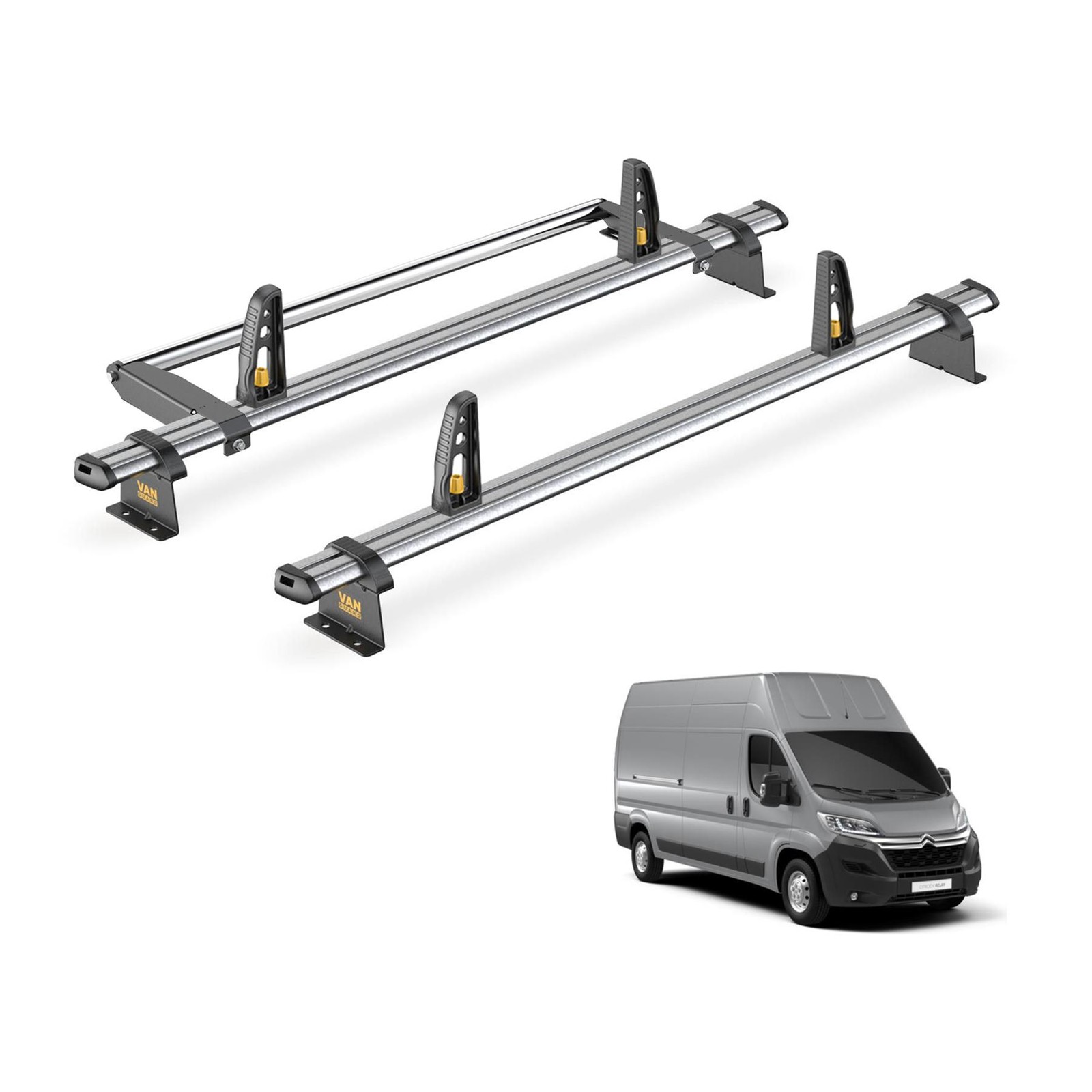 Citroen Relay Roof Rack for 2006+ [H3] 2 Bars, Roller, Loadstops - Van Guard