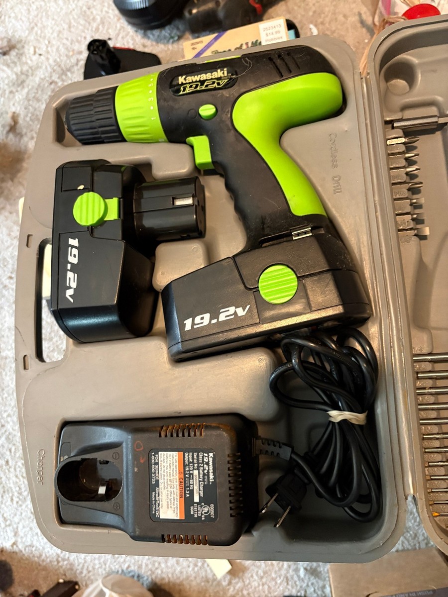 Kawasaki 19.2V Cordless Drill 2-Speed Kit – 2 Batteries, Case