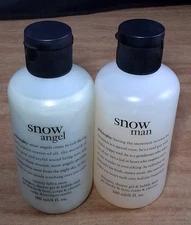 Philosophy 6 oz. Snow Angel & 6 oz. Snow Man Shampoo Shower Gel Bubble Bath Seal