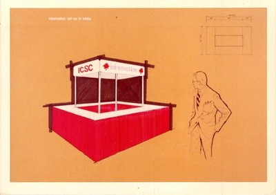 ICSC Information Booth Trade Show Exhibit Photograph 1970s Hand-Drawn Blueprint