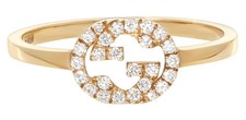Gucci Interlocking G 18K Yellow Gold Ring with Diamonds Size 6 YBC729412002012