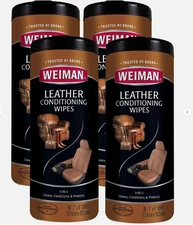 (4 PACK) Weiman 120 Count Leather Cleaning Wipes