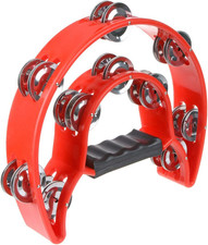 Half Moon Musical Tambourine Double Row Metal Jingles Hand Held Percussion Drum