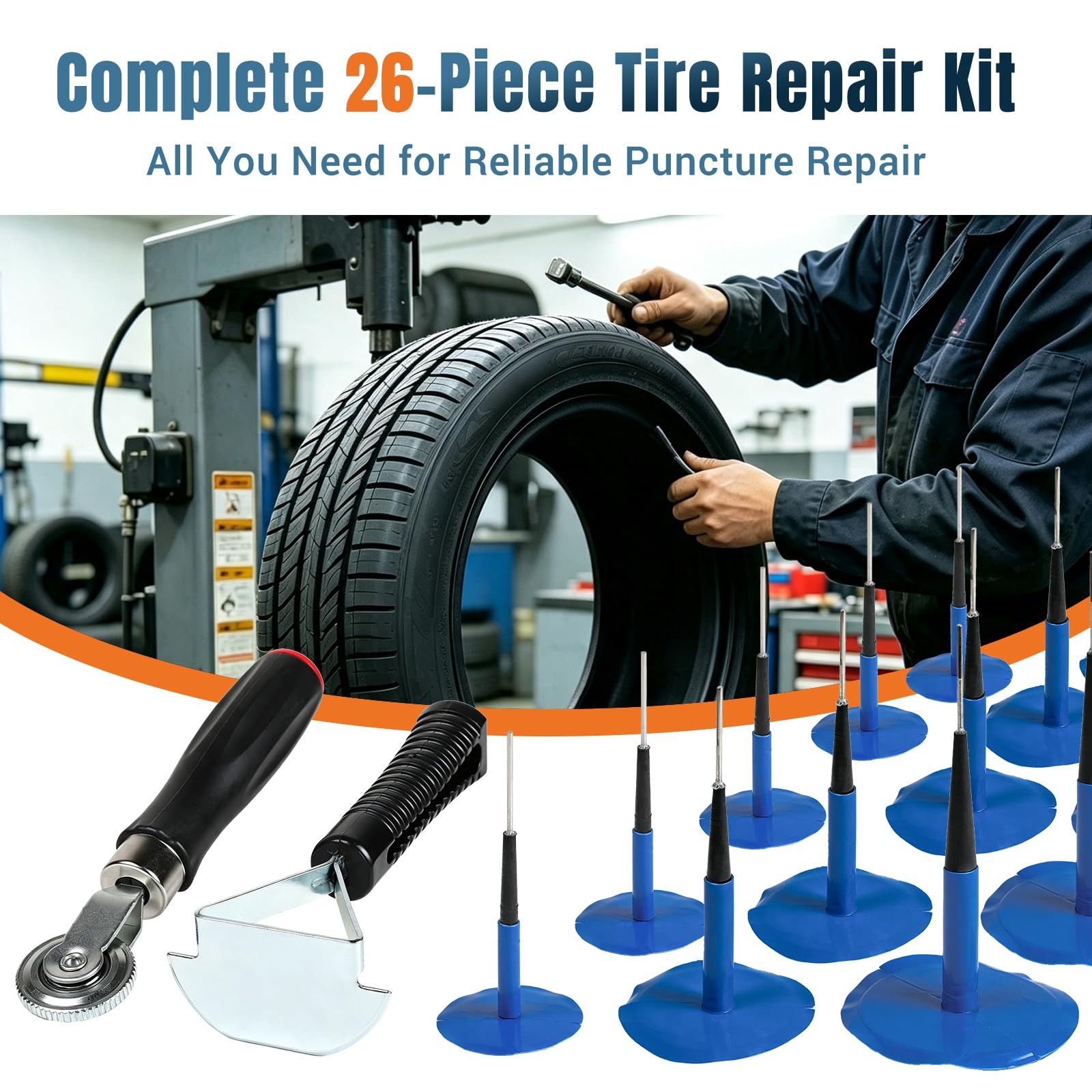 Kit Riparazione Pneumatici Auto Spinotti a Fungo (36/46/60mm) Kit Riparazione - Miniatura 3