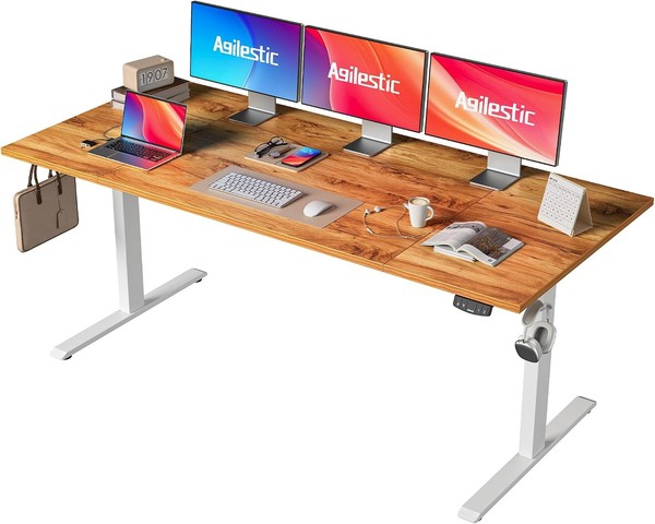 HöHenverstellbarer Schreibtisch Elektrisch 180X80 Cm Ergonomisch Hellbraun Tisch-image