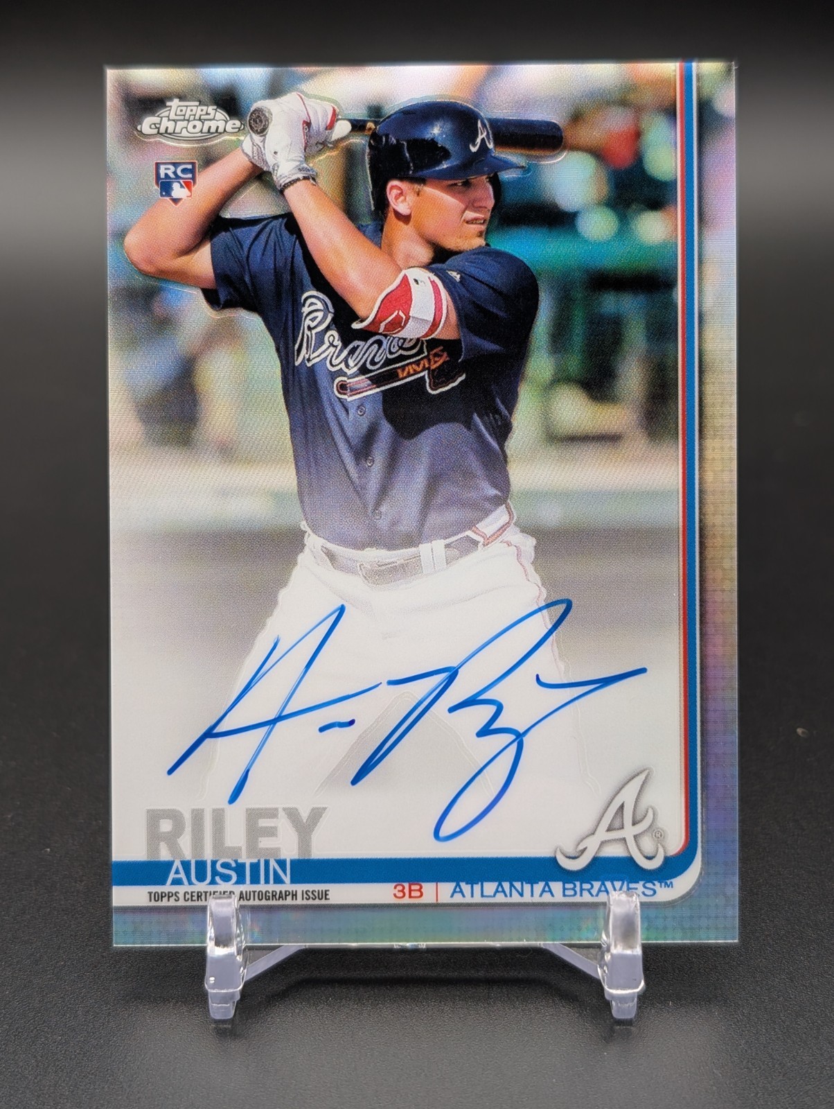 2019 Topps Chrome Refractor Austin Riley /499 RC Auto #RA-AR Braves Autograph