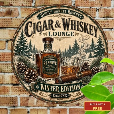 Elijah Craig Style Bourbon Whiskey Round Tin Sign Man Cave Bar Wall Art Decor
