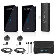 BOYA BY-XM6 S4 Wireless Lavalier Microphone for iPhone iPad, Dual Cordless Cl...