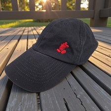 VTG 90s Y2K DISNEY Navy StrapBack Baseball Cap Red Embroidered Mickey 100 Cotton