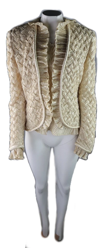 De Colección Años 80 JEANNE MARC EE. UU. Para Mujer’s L 2 piezas Dorado Volantes Plisado Camiseta sin Mangas Conjunto Foto 2 de 4