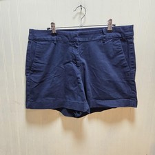 Nautica Shorts Womens 12 Navy Blue Chino Stretch Twill Flat Front Casual Summer
