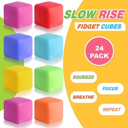24Pack Slow Rising Stress Cube Fidget Toys, Squishy Balls Sensory ...