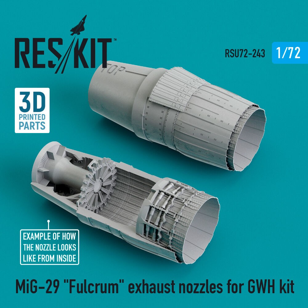 ResKit RSU72-0243 1:72 MiG-29 Fulcrum Exhaust Nozzles for GWH Kit (3D Printed