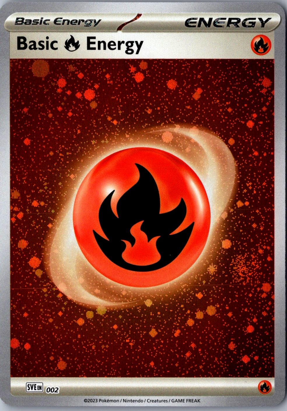Basic Fire Energy Cosmos Holo 002 Common Scarlet and Violet Energies LP Pokemon