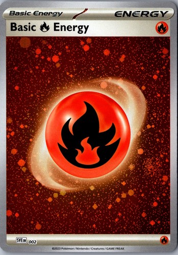 Basic Fire Energy Cosmos Holo 002 Common Scarlet and Violet Energies LP Pokemon