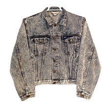Vintage 80s Acid Wash Denim Trucker Jacket Large Grunge Rock