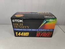 TDK MF-2HD High Density 1.44 MB 3.5" Floppy Disk 50 Disks Mac IBM Compatibles MF