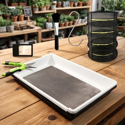 Large High Quality Trim Tray Kit 20'' X 13'' Tray, 150 Micron Screen, Trimmers +