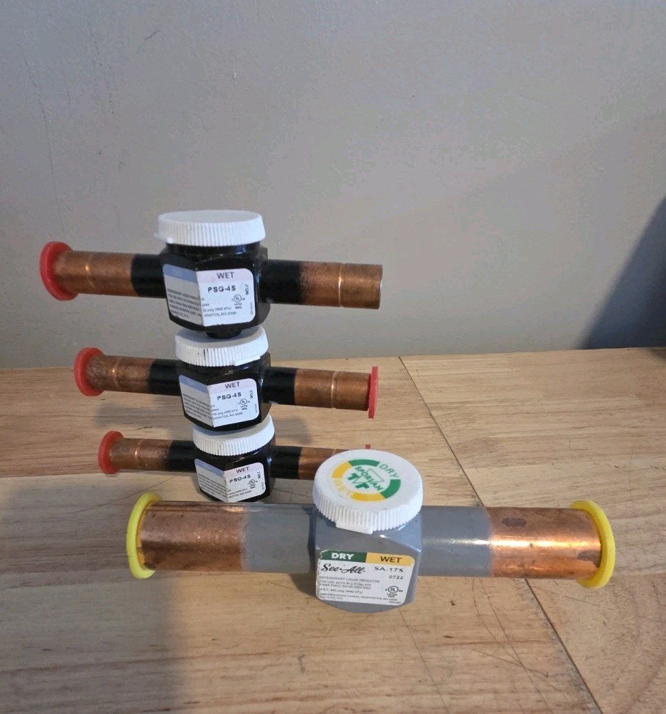 PARKER PSG-4S & SA-17S MOISTURE/LIQUID INDICATOR 1/2" & 7/8"ODF SOLDER LOT OF 4
