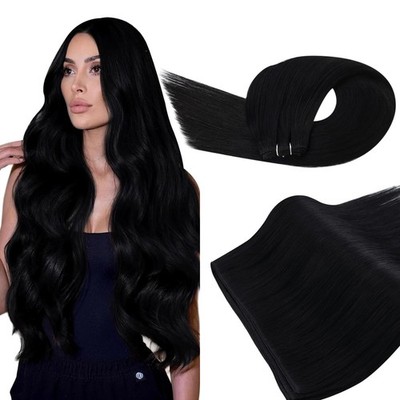Tressen Extensions Echthaar 40 cm Schwarz Weft Extensions Echthaar Black Hair...