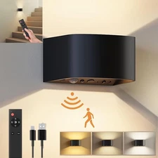 Motion sensor LED wall sconces, Staircase Motion Sensor, rechargeable, 3 Colors