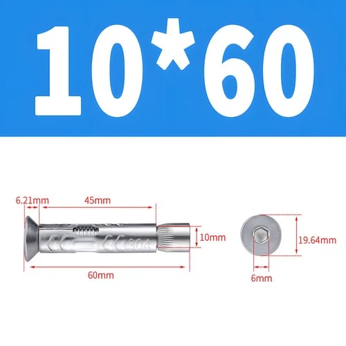 Heavy Duty Sleeve Anchor Expansion Bolt Allen Socket Countersunk Masonry M6-M12 - Picture 22 of 34